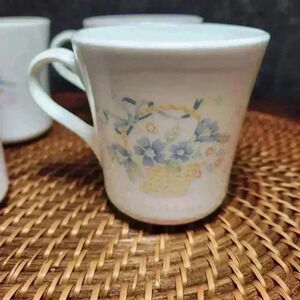 Corningware Country Cornflower Mug Blue Flower Basket Set 4 Vtg 1980s USA